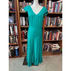 Ted Baker London Women's Size 4 Cap Sleeve Turquoise Blue Maxi Dress Gown Evenin